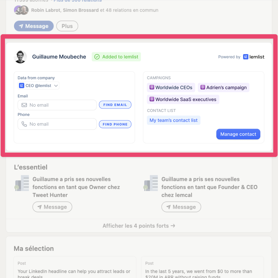 Chrome extension on LinkedIn