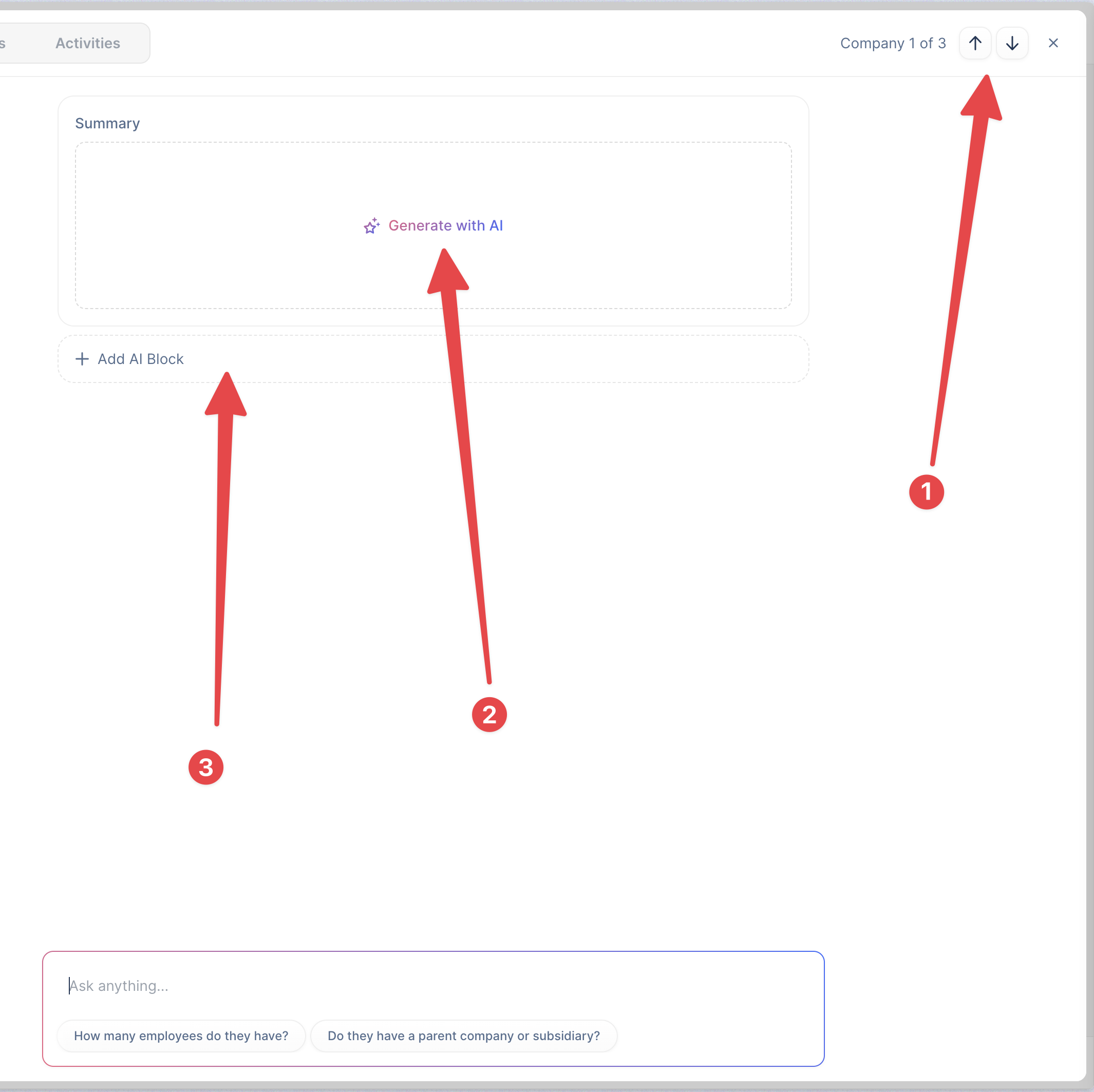 Company panel improvements