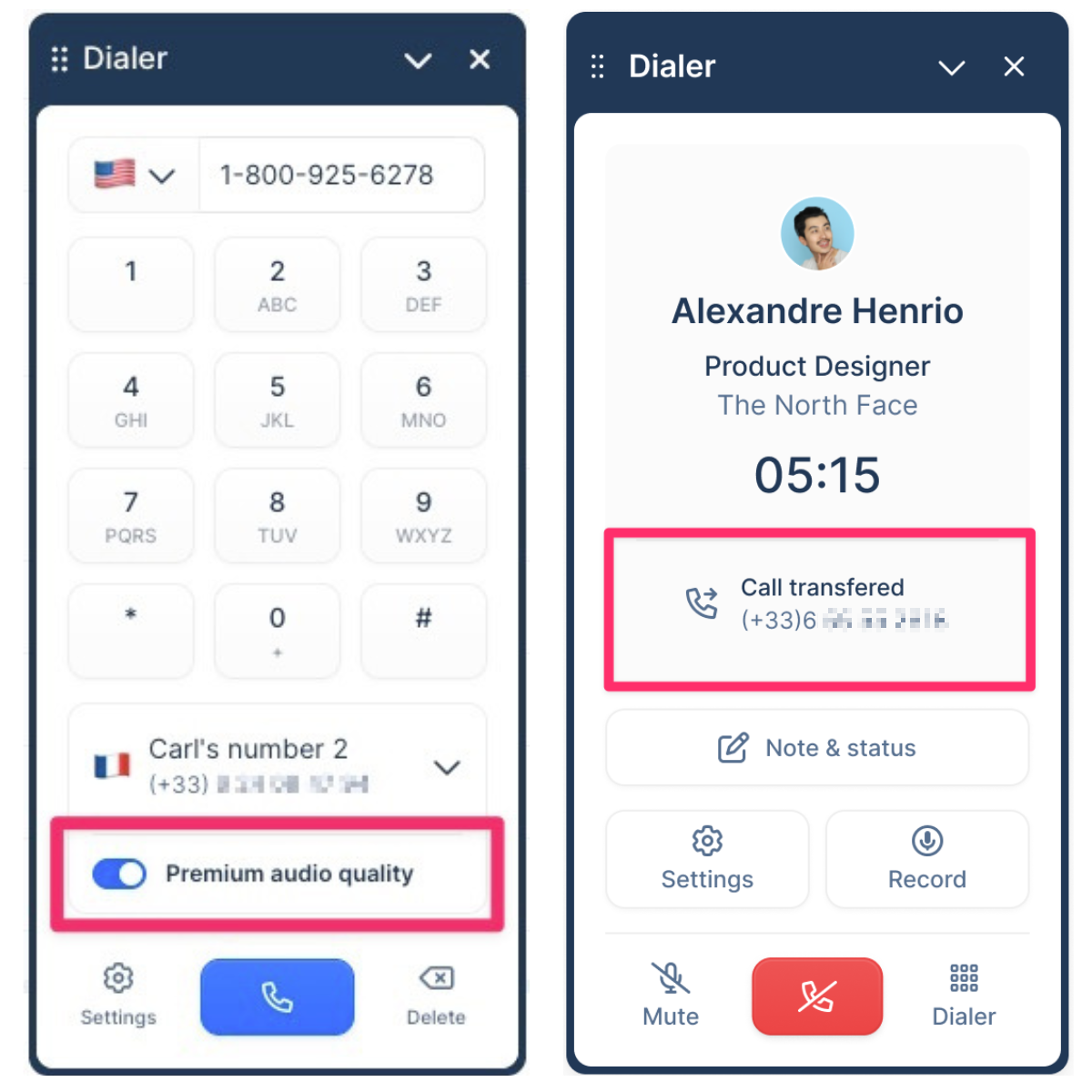 Premium audio quality with call-back option