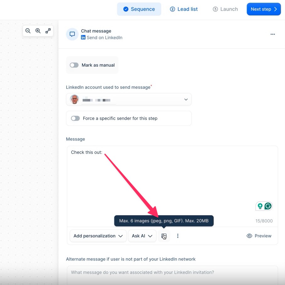 Add images to LinkedIn campaign steps
